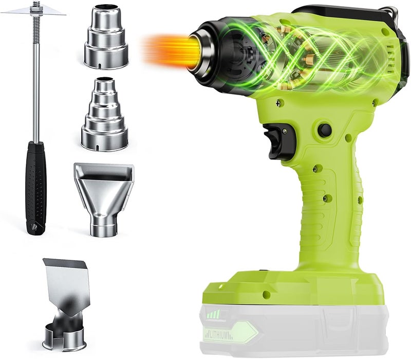 Synxiter Compatible with Ryobi 18V Battery Cordless Heat Gun, 350W LED Light, Quick Heat Welded Heat Gun 122°F - 120°F Variable Temperature Control with 4 Nozzles and Scraper for Crafts(No Battery) - Image 1